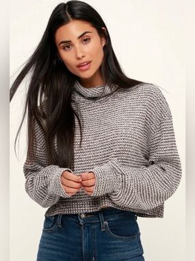 Free People We The Free BK Waffle Knit Cropped Turtleneck Sweater